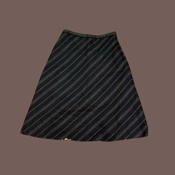 Vintage Talbots Women’s Black Wool Diagonal Stitch A-Line Midi Skirt Size 10 - Picture 1 of 4